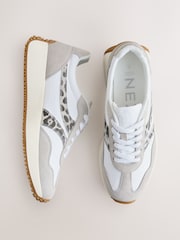 White Forever Comfort® Panel Detail Lace-Up Jogger Trainers - Image 1 of 8