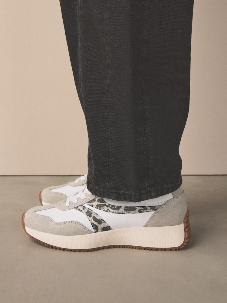 White Forever Comfort® Panel Detail Lace-Up Jogger Trainers - Image 2 of 8 White Forever Comfort® Panel Detail Lace-Up Jogger Trainers - Image 2 of 8