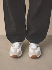 White Forever Comfort® Panel Detail Lace-Up Jogger Trainers - Image 3 of 8