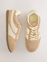 Camel Forever Comfort® Suede Slimline Panelled Lace Up Trainers - Image 1 of 5