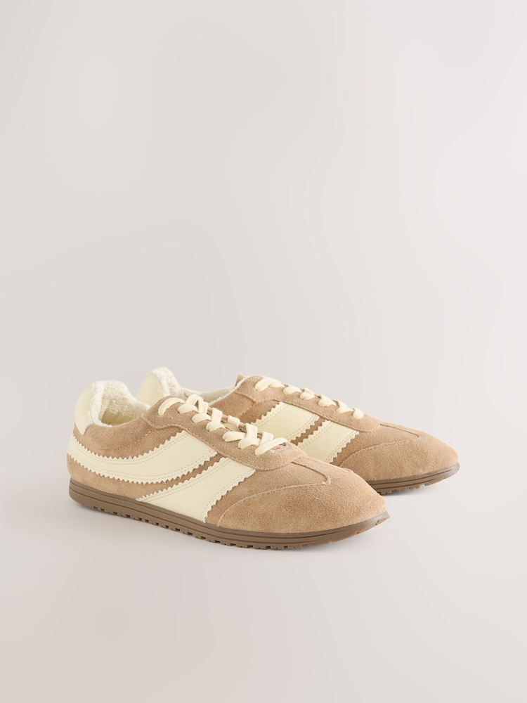 Camel Forever Comfort® Suede Slimline Panelled Lace Up Trainers - Image 2 of 5