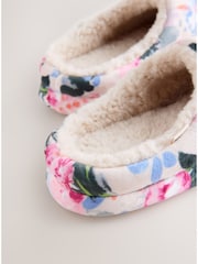 Pink Floral Plush Mule Slippers - Image 3 of 5