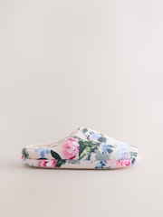 Pink Floral Plush Mule Slippers - Image 4 of 5