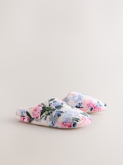 Pink Floral Plush Mule Slippers - Image 5 of 5