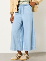 FatFace Connie Blue Denim Wide Leg Culotte - Image 1 of 8