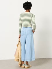 FatFace Connie Blue Denim Wide Leg Culotte - Image 2 of 8