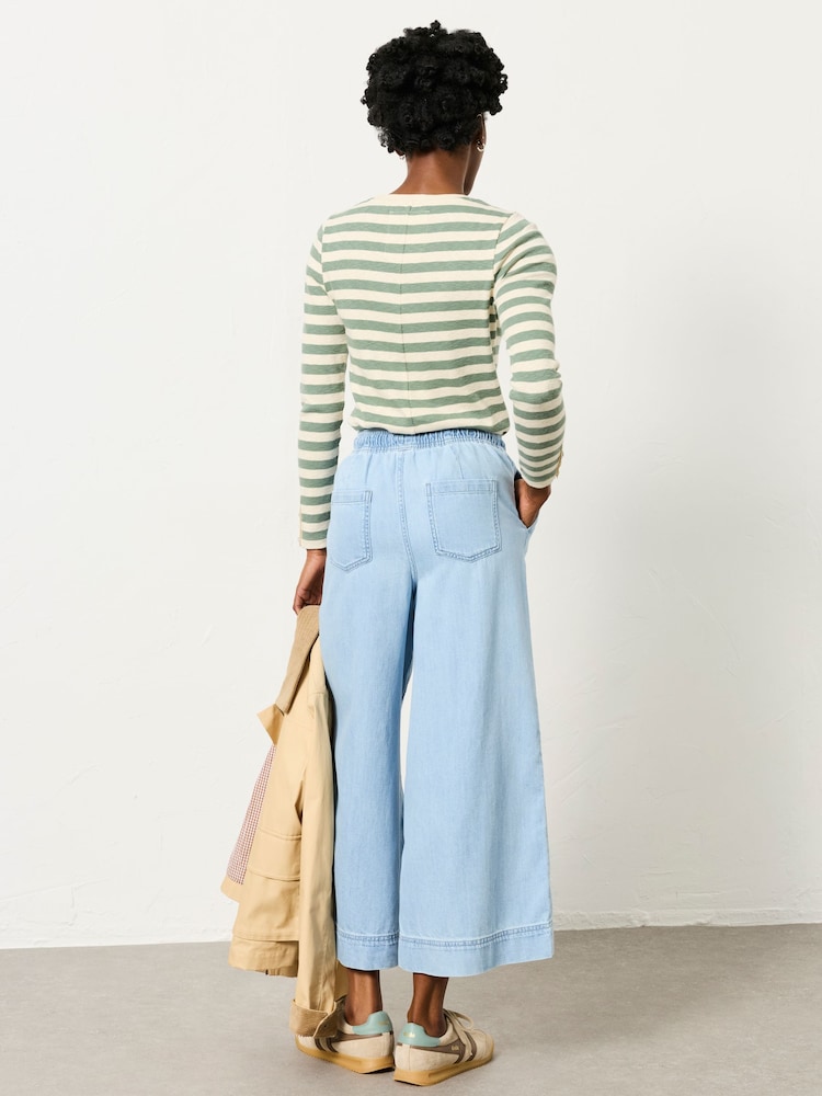 FatFace Connie Blue Denim Wide Leg Culotte - Image 2 of 8