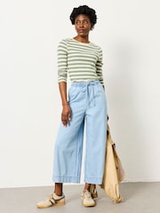 FatFace Connie Blue Denim Wide Leg Culotte - Image 3 of 8