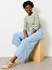 FatFace Connie Blue Denim Wide Leg Culotte - Image 6 of 8