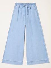 FatFace Connie Blue Denim Wide Leg Culotte - Image 7 of 8
