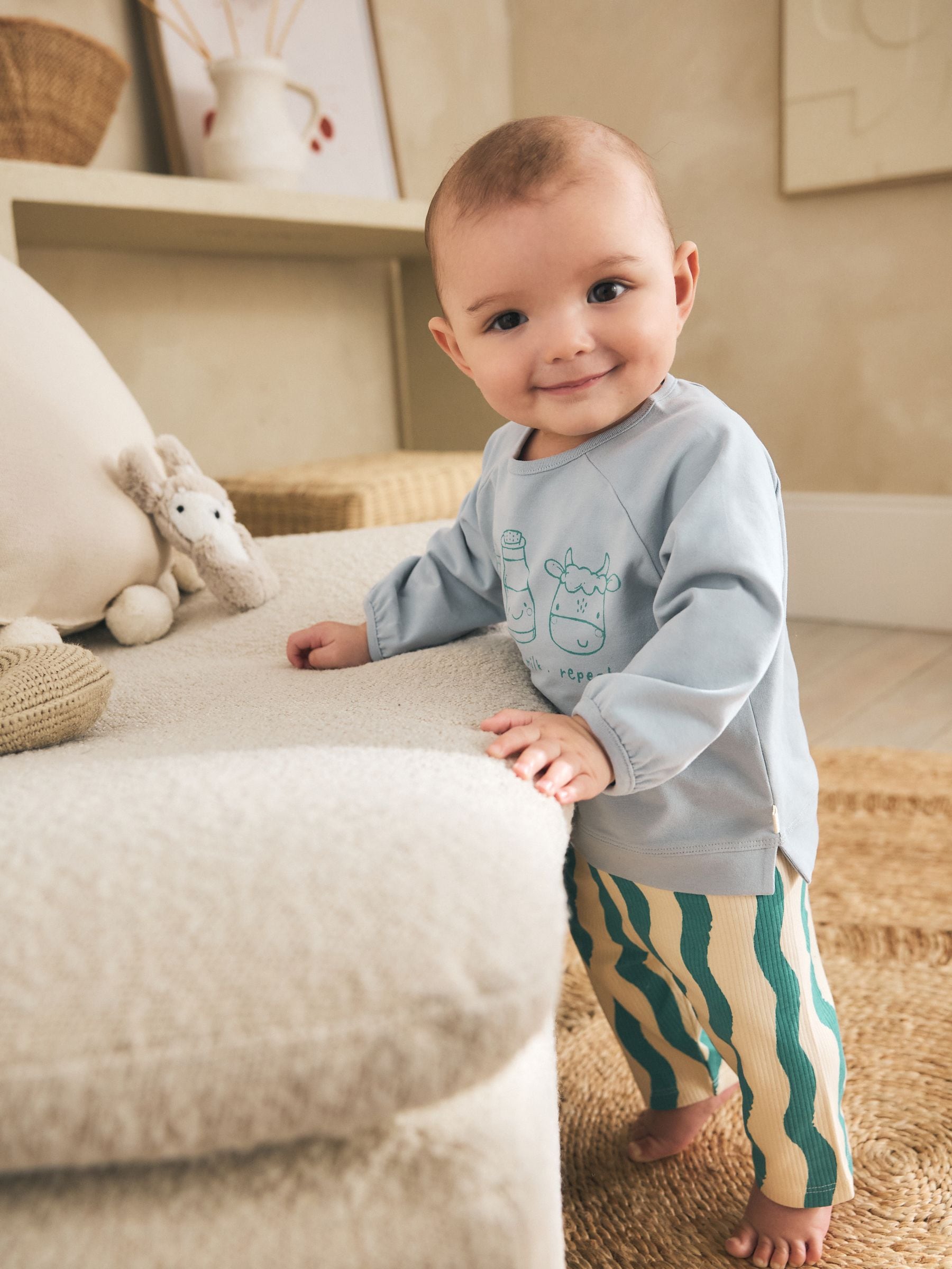 Buy Green/Blue Milk Club Baby Top and Leggings Set 2 Piece (0mths
