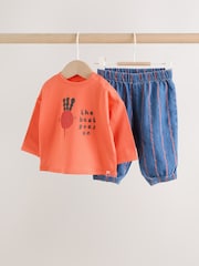 Red Stripe Beetroot Baby Top and Trousers Set (0mths-3yrs) - Image 1 of 14