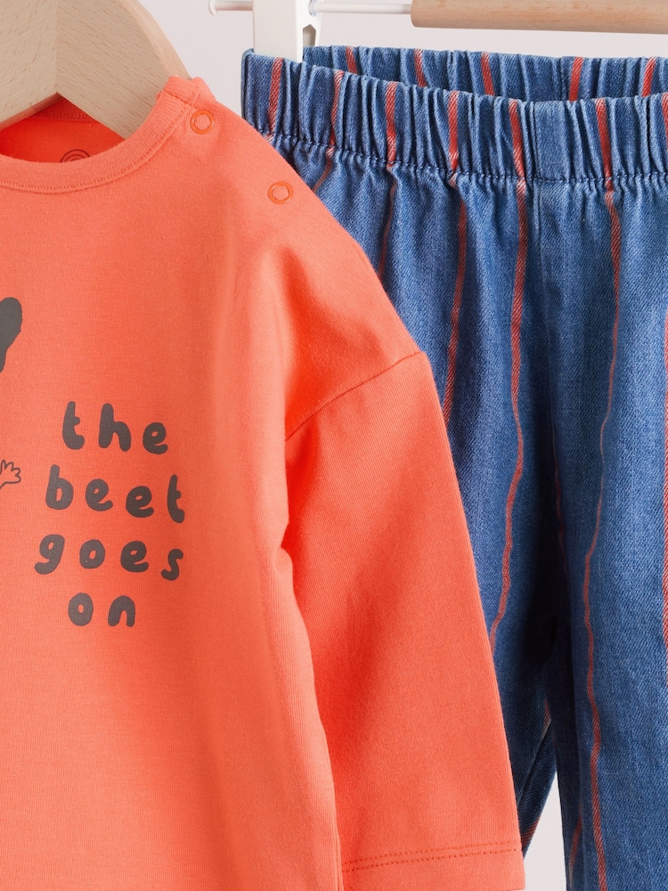 Red Stripe Beetroot Baby Top and Trousers Set (0mths-3yrs) - Image 14 of 14