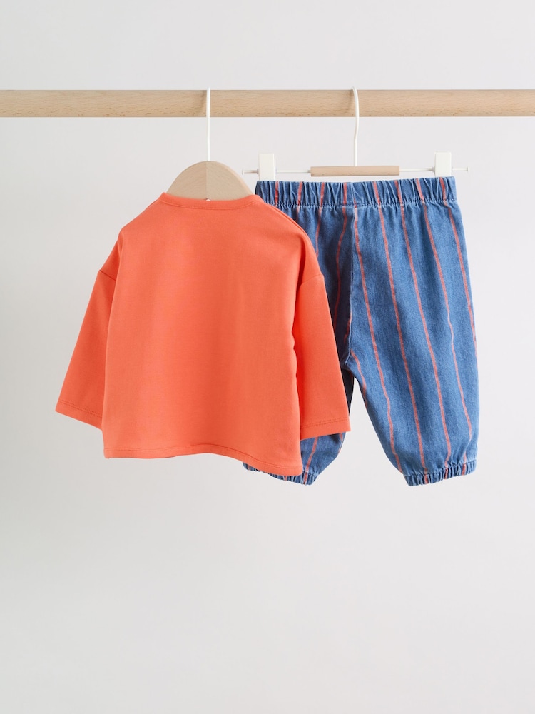 Red Stripe Beetroot Baby Top and Trousers Set (0mths-3yrs) - Image 2 of 14