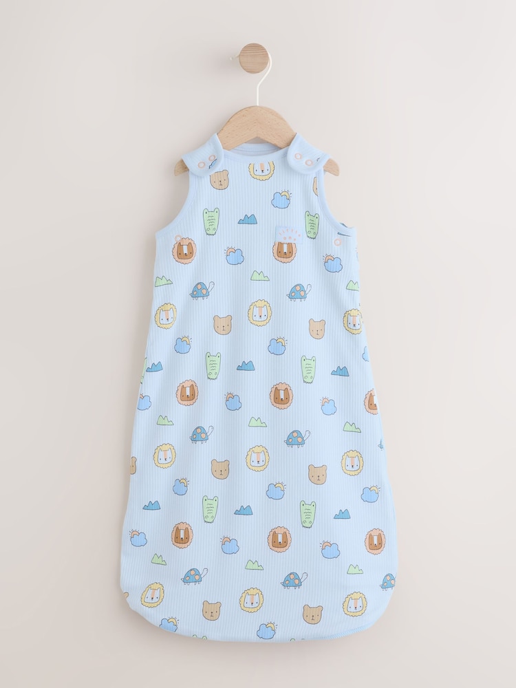 Blue Safari Animals 1 Tog Sleeveless Baby Sleep Bag - Image 1 of 6