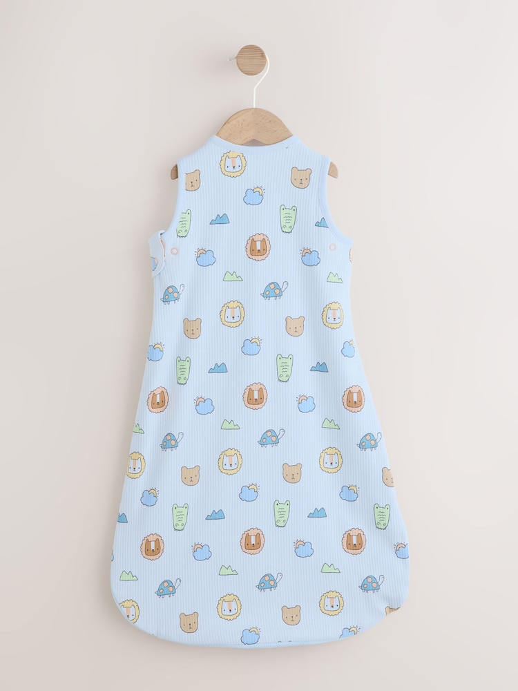 Blue Safari Animals 1 Tog Sleeveless Baby Sleep Bag - Image 2 of 6
