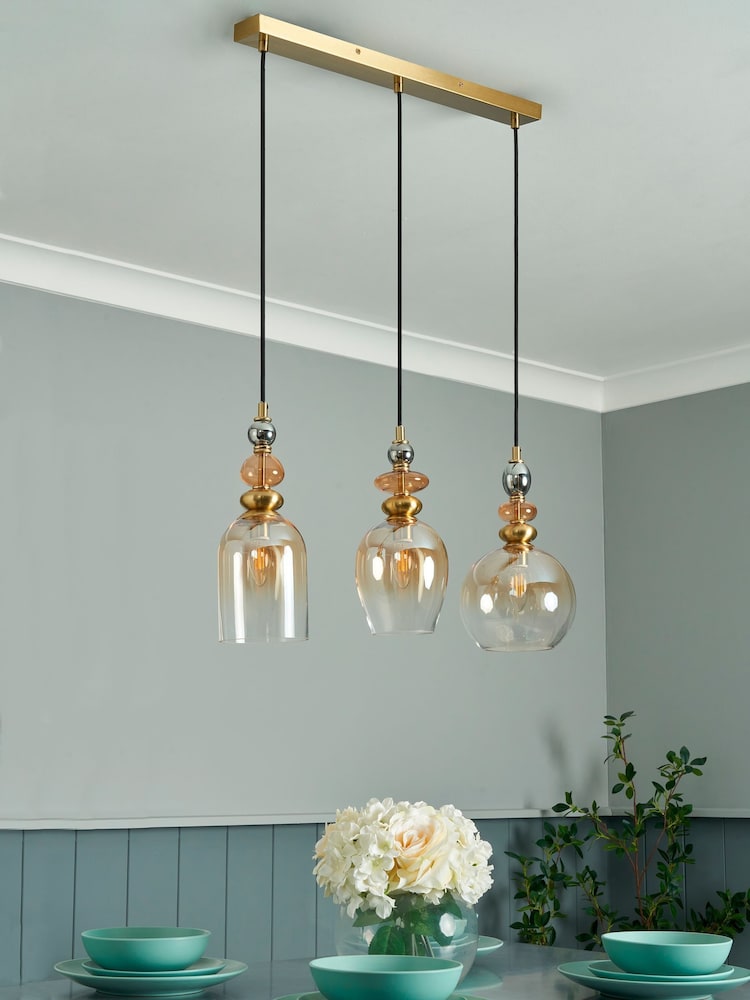 BHS Mixed Brass Seline 3 Light Diner Ceiling - Image 2 of 7