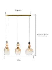 BHS Mixed Brass Seline 3 Light Diner Ceiling - Image 4 of 7