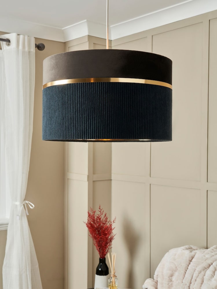 BHS Grey Violet 40cm Mixed Fabric Shade - Image 1 of 7