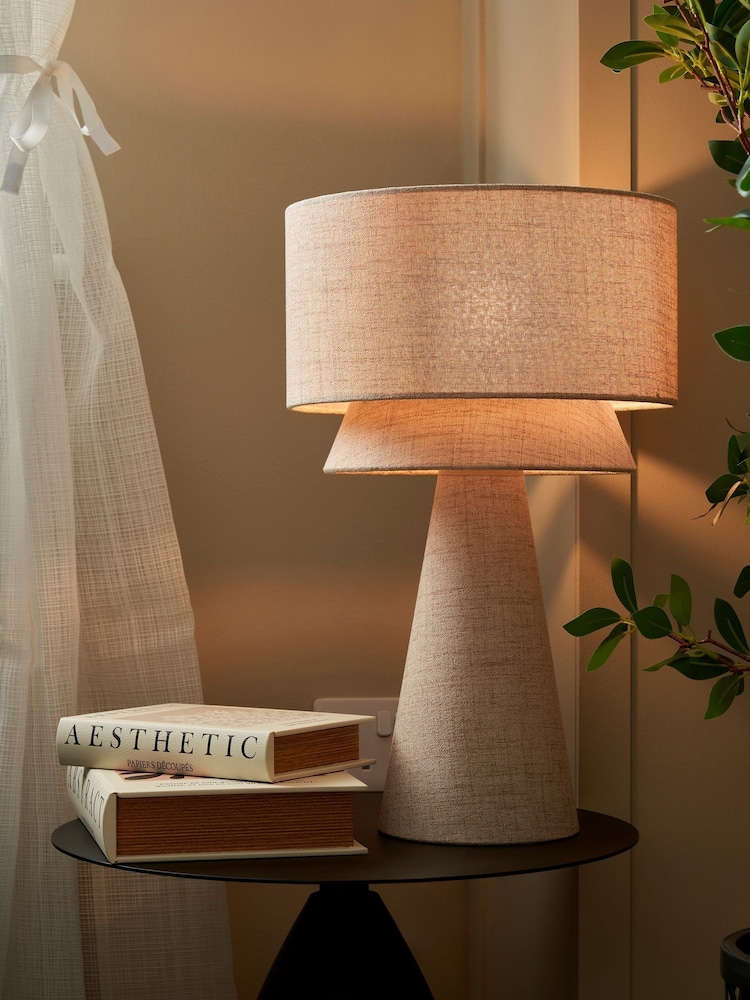 BHS Natural Terri Tiered Table Lamp - Image 1 of 7