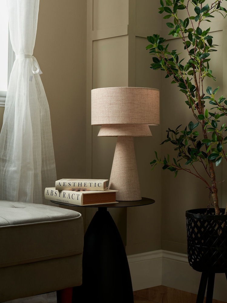 BHS Natural Terri Tiered Table Lamp - Image 2 of 7