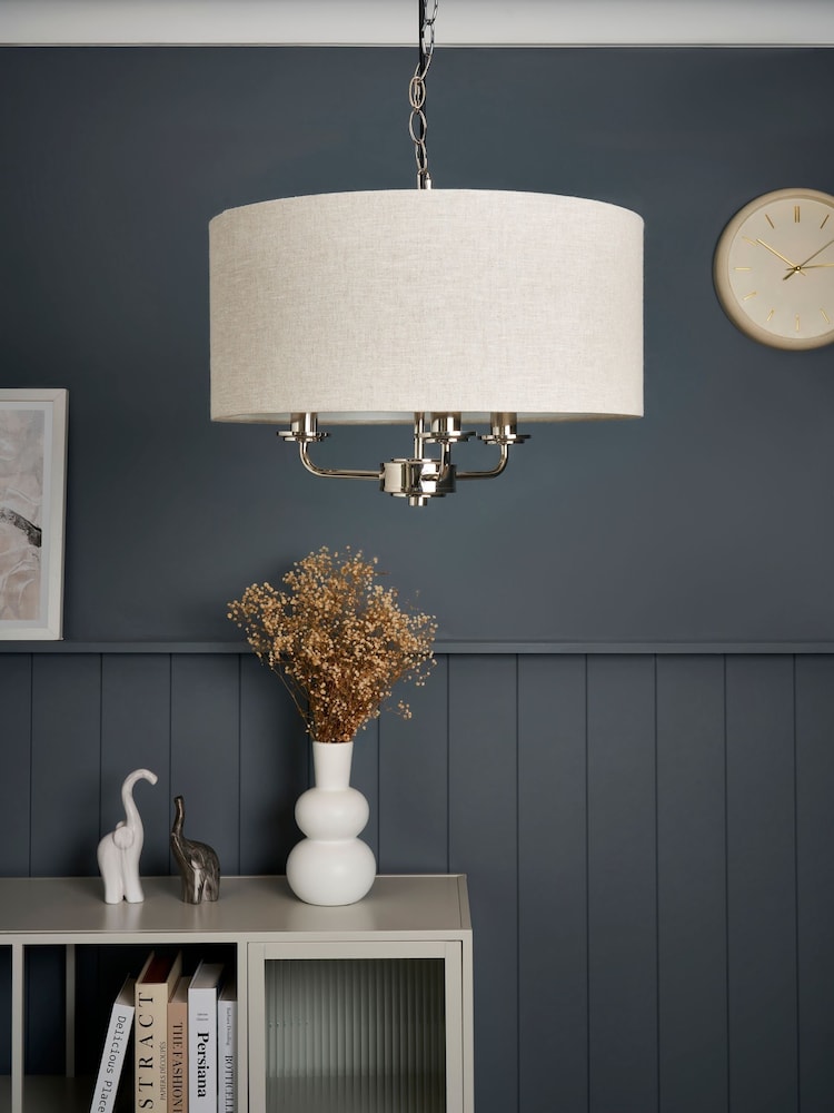 BHS Polished Nik Grey Henry 3 Ceiling Pendant Light - Image 2 of 7