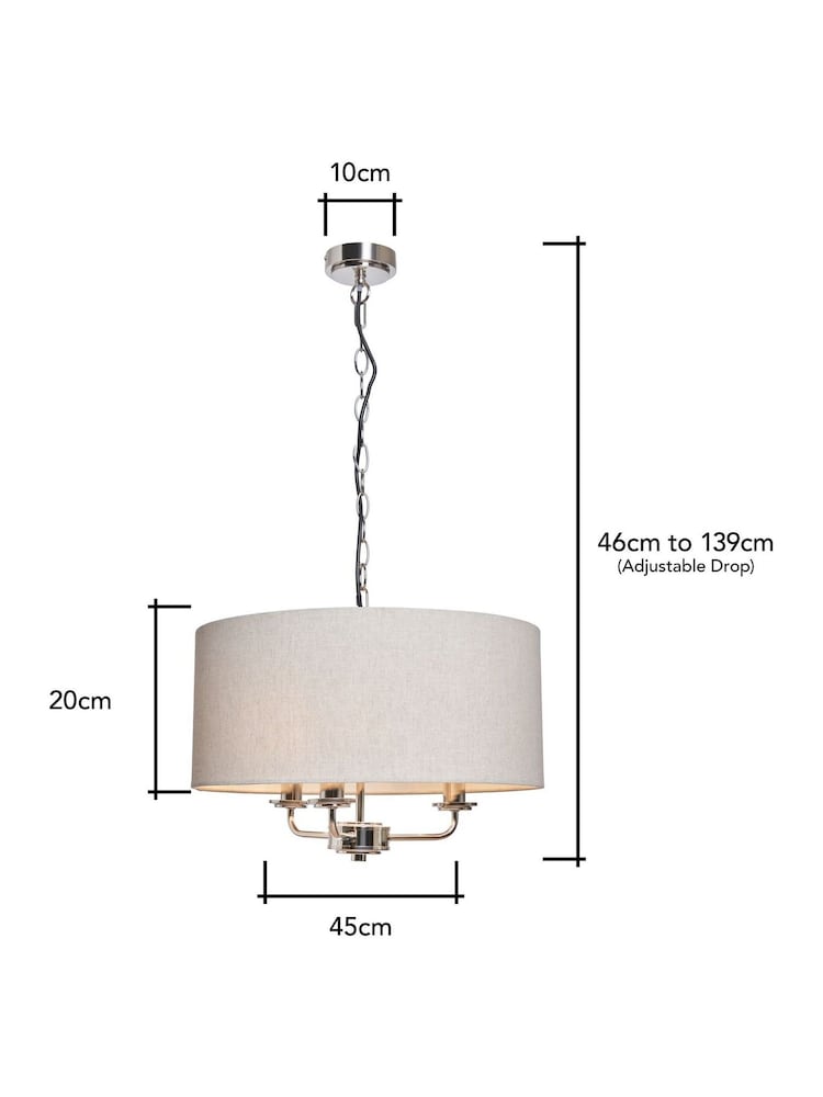 BHS Polished Nik Grey Henry 3 Ceiling Pendant Light - Image 7 of 7