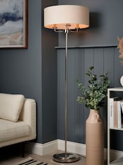 BHS Polished Nik Grey Henry 3 Light Floor Lamp - Image 1 of 7