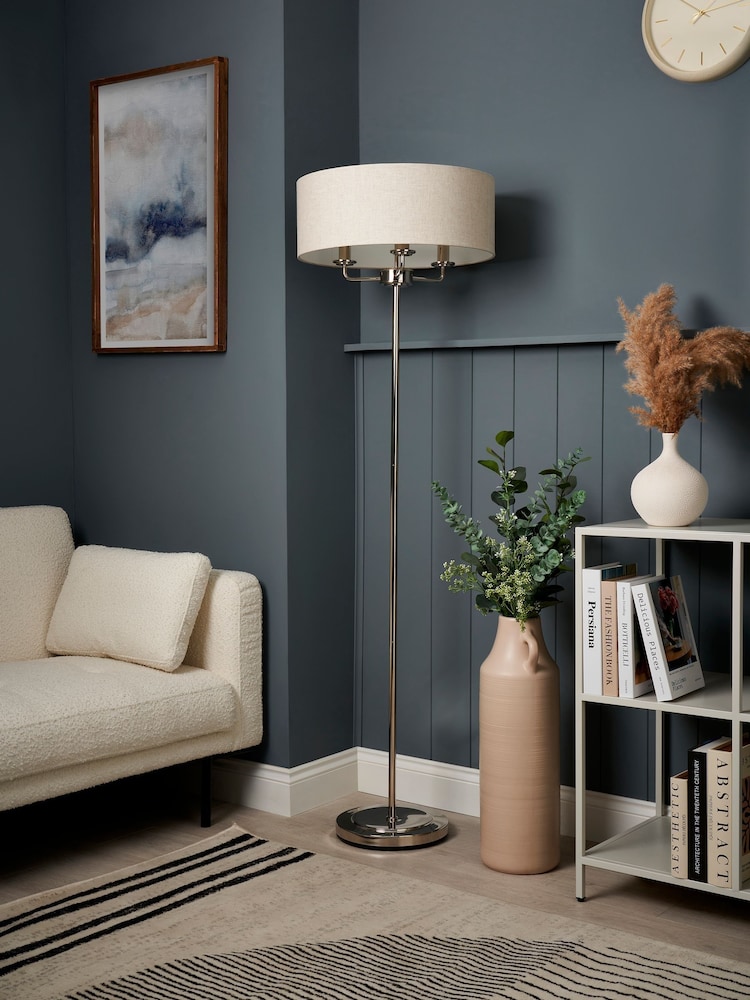BHS Polished Nik Grey Henry 3 Light Floor Lamp - Image 2 of 7