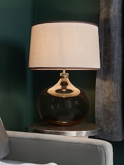 BHS Smoked Brown Large Peatrice Smoked Glass Table Lamp - Image 1 of 7