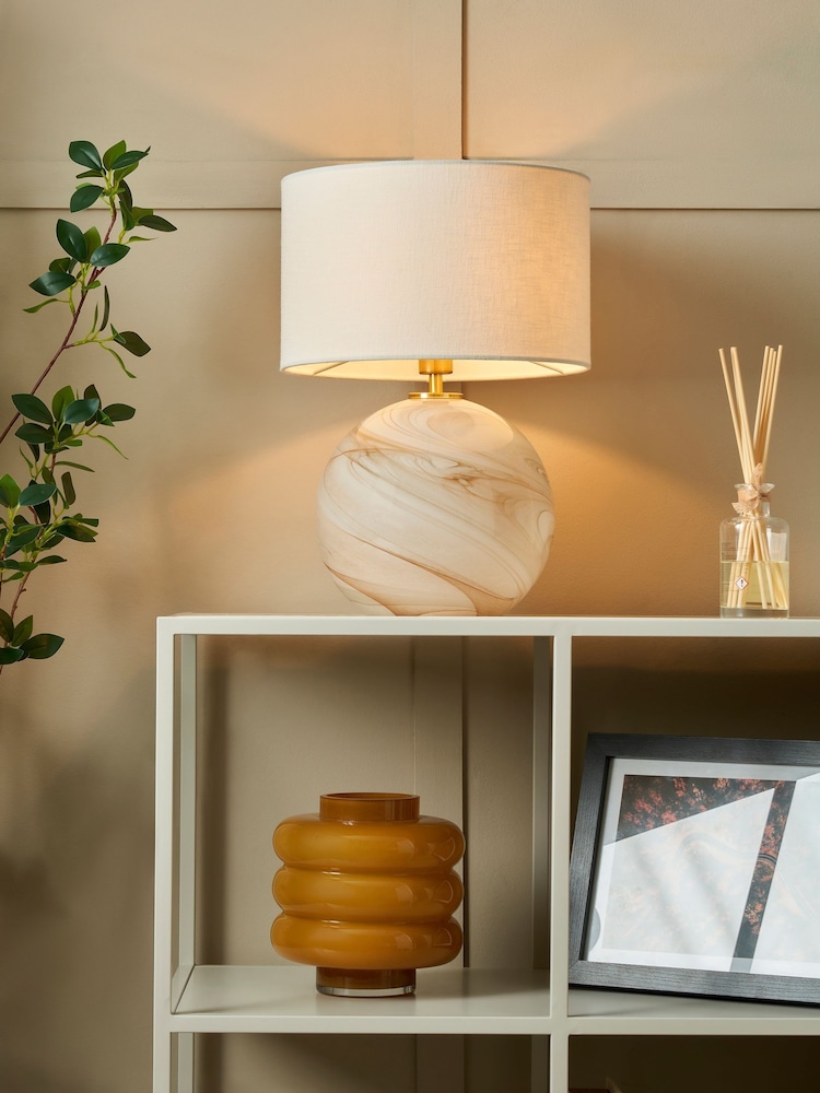 BHS Lewis Marble Glass Ball Table Lamp - Image 2 of 7