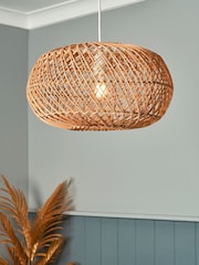 BHS Dark Natural Easy Fit Kyle Oval Rattan Ceiling Light - Image 1 of 6