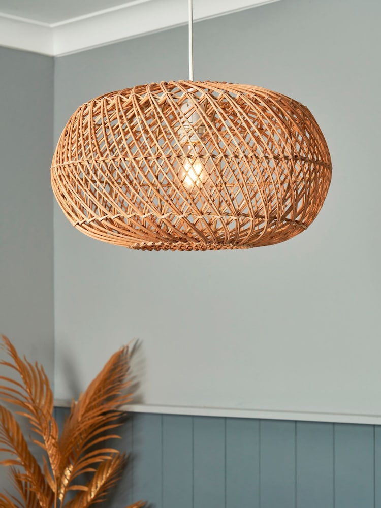 BHS Dark Natural Easy Fit Kyle Oval Rattan Ceiling Light - Image 1 of 6