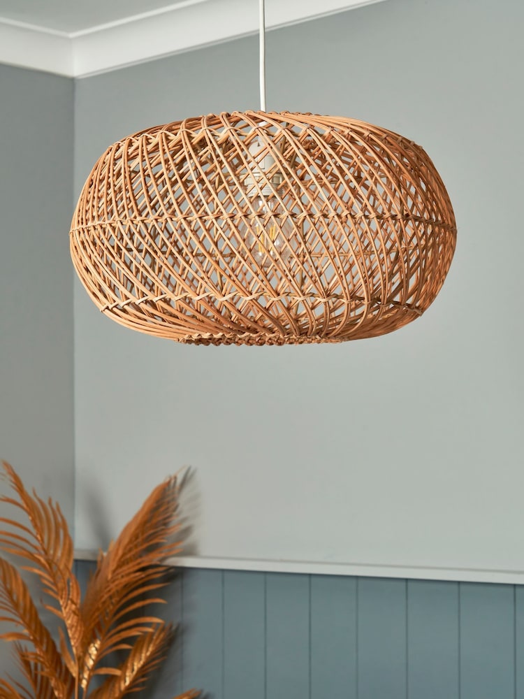BHS Dark Natural Easy Fit Kyle Oval Rattan Ceiling Light - Image 2 of 6