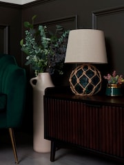 BHS Blue Lucy Dimpled Rope Covered Glass Table Lamp - Image 2 of 7