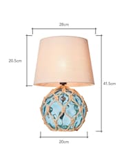 BHS Blue Lucy Dimpled Rope Covered Glass Table Lamp - Image 4 of 7