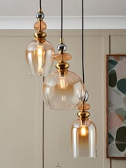 BHS Mixed Brass Seline Cascade 3 Light Pendant Ceiling Glass - Image 1 of 6
