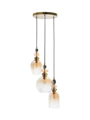 BHS Mixed Brass Seline Cascade 3 Light Pendant Ceiling Glass - Image 6 of 6