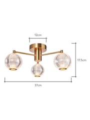 BHS Warm Brass Clear Rimi Acrylic Ball 3 Light Semi Flush Ceiling Flush - Image 4 of 7