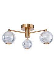BHS Warm Brass Clear Rimi Acrylic Ball 3 Light Semi Flush Ceiling Flush - Image 7 of 7