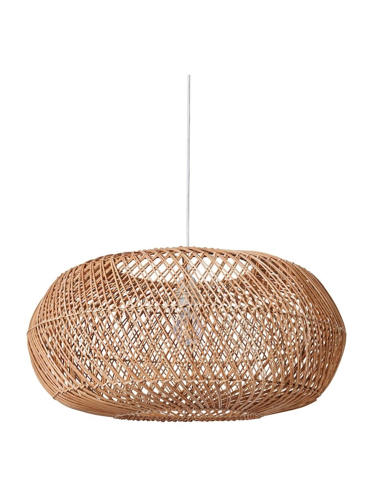 BHS Dark Natural Easy Fit Kyle Oval Rattan Ceiling Light - Image 7 of 7