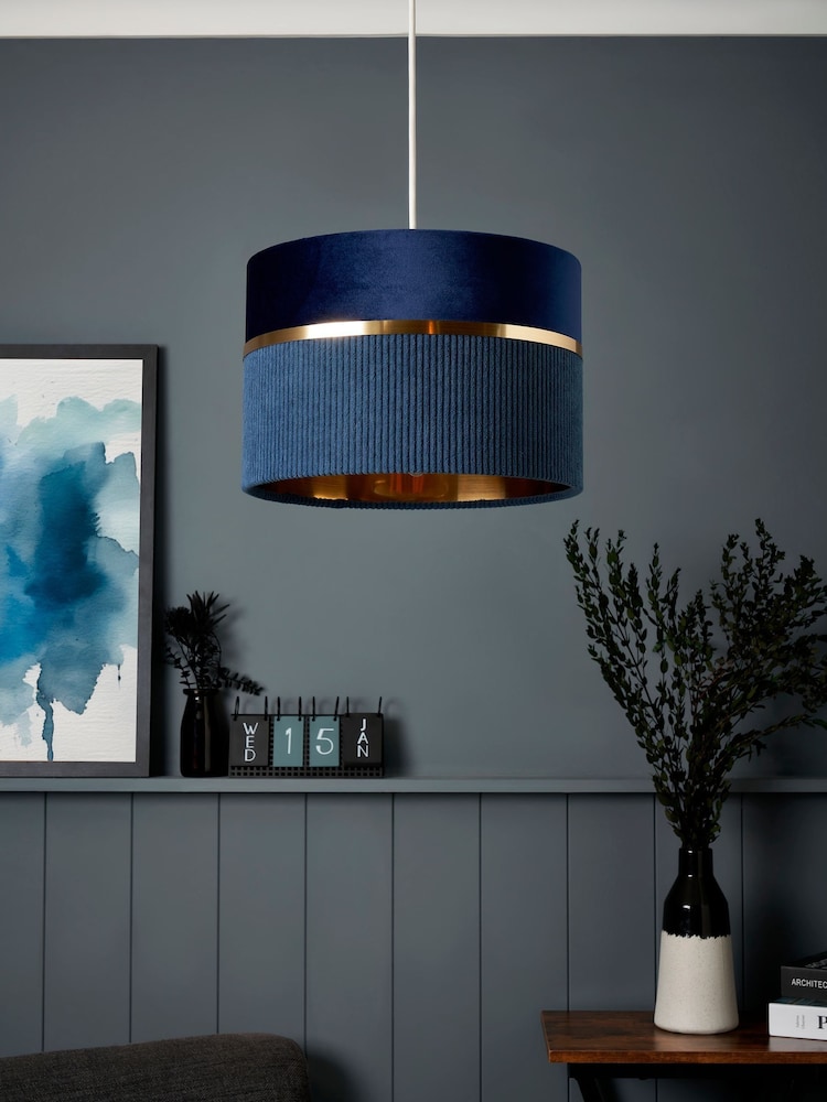 BHS Blue Violet 40cm Mixed Fabric Shade - Image 2 of 7