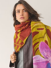 Rust Tropical Print Lightweight Scarf - Image 3 of 6