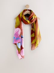 Rust Tropical Print Lightweight Scarf - Image 4 of 6