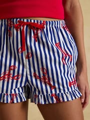 。紅色和海軍藍： - Joules Jersey Vest and Shorts Pyjama Set with Packable Travel Bag - 圖片 3/9