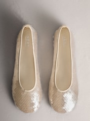 Ivory Forever Comfort® Round Toe Sequin Ballerina Flats - Image 1 of 10