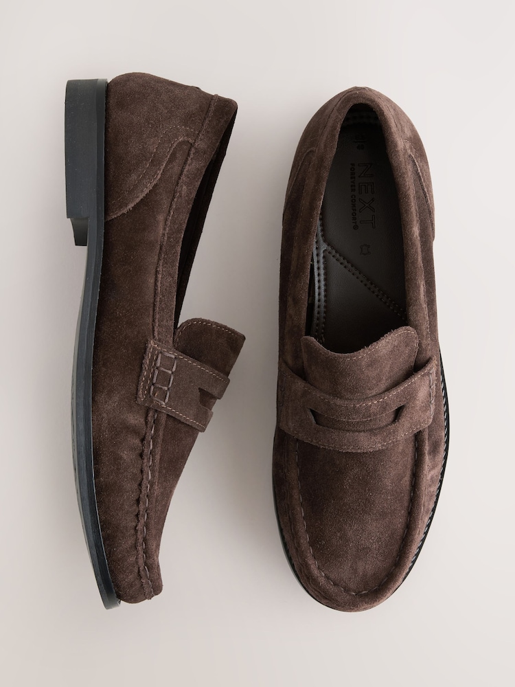 Navy Forever Comfort® Leather Ruched Saddle Loafers - Image 1 of 5 Navy Forever Comfort® Leather Ruched Saddle Loafers - Image 1 of 5