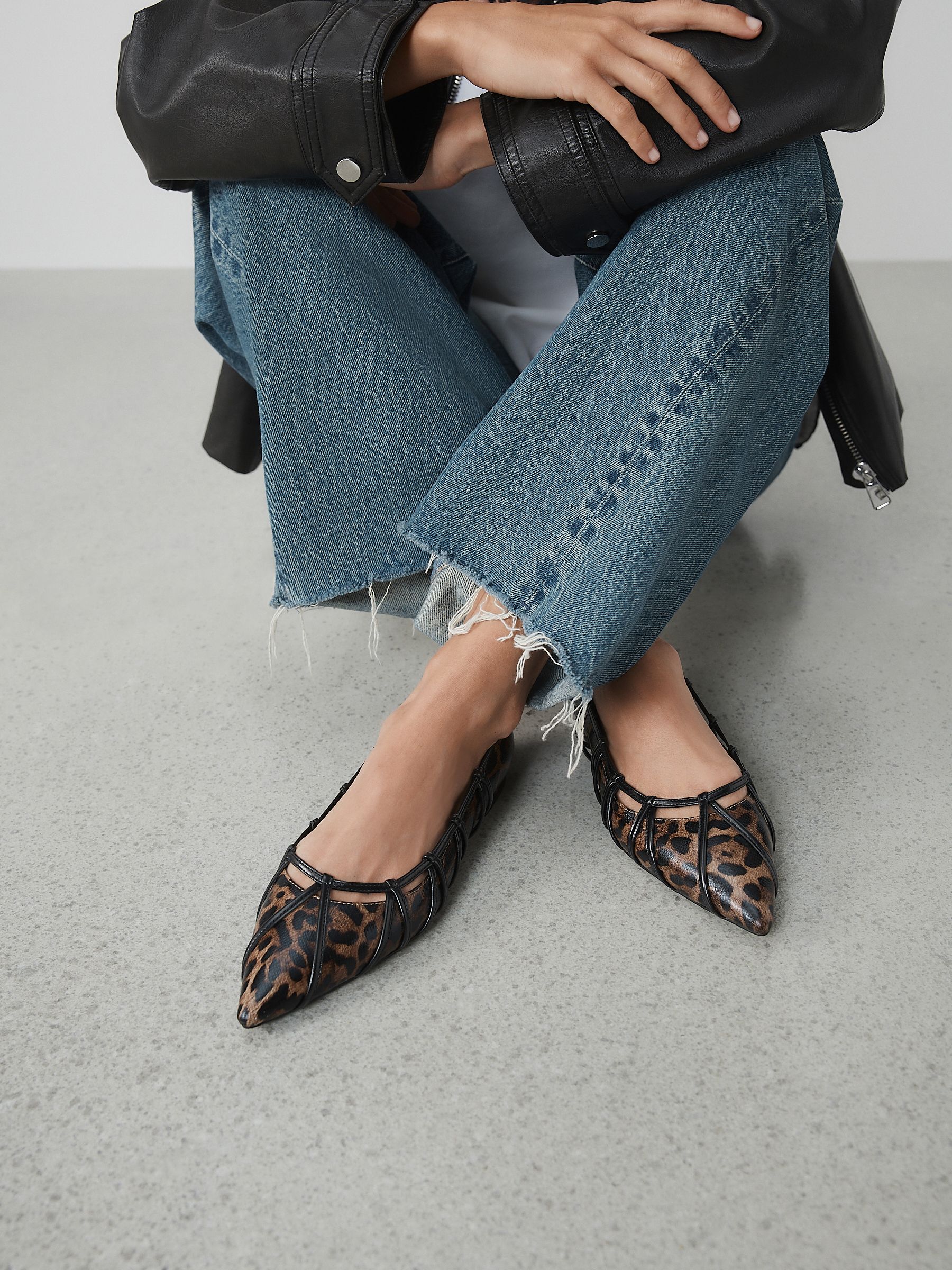 Buy Leopard Forever Comfort® Point Toe Lattice Ballerinas from the