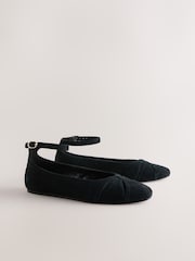 أسود - Forever Comfort® Leather Ballet Flats With Ankle Strap - صورة 6 من 9