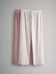 The Set 2 Pack Soft Touch Ribbed Wide Leg Jogger Pink/Cream - Image 1 of 5